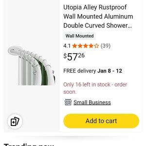 Wall Mounted Aluminum Double Curved Shower Rod